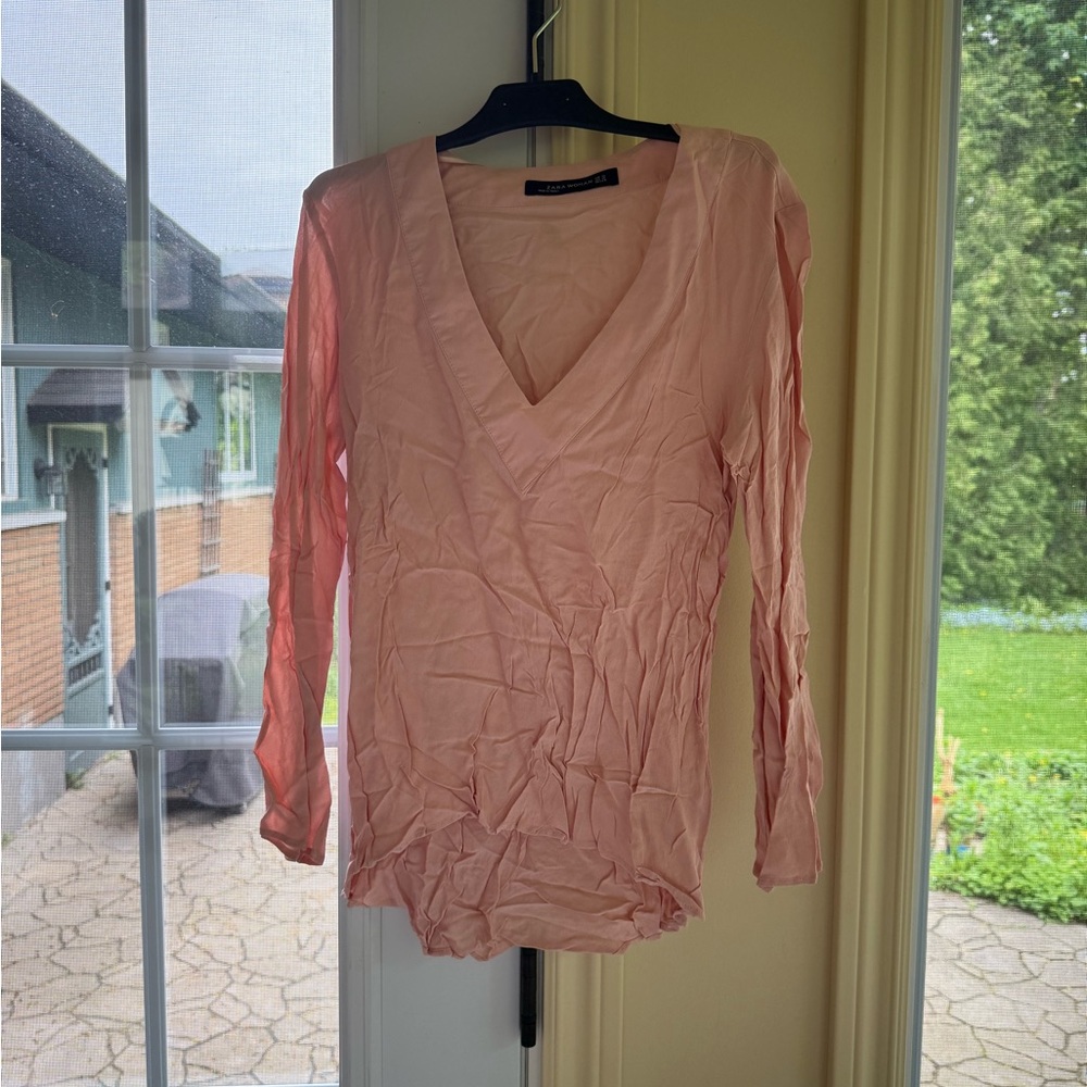 Zara Pink Long Sleeve Blouse